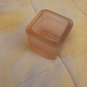 Frosted Square Glass Votive Holder in Peach